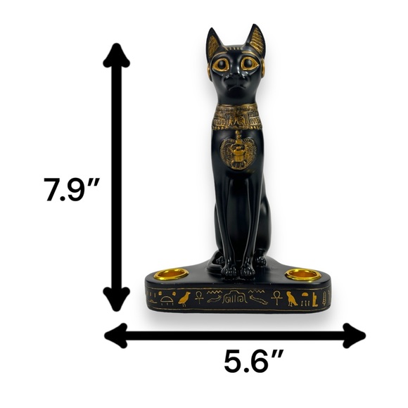Egyptian Goddess of Fire & Felines Bastet Feline Cat Goddess Altar Candle Holder - Picture 2 of 16